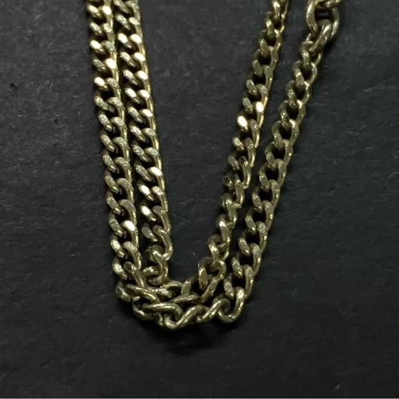 CHANEL CC Logo Border Pattern Silver Tone Pendant Necklace bicolor - Picture 6 of 9